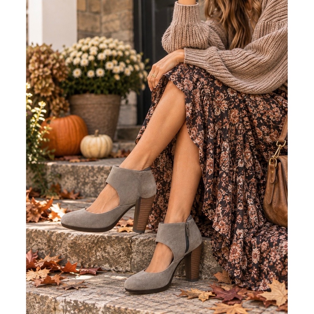 Tsubo Tace Gray Suede Cutout Ankle Strap Heels Pumps Size 6.5 Boho
Artsy Indie